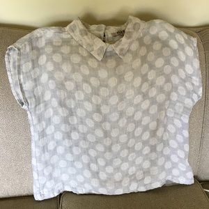FLAX brand polka dot linen top- small